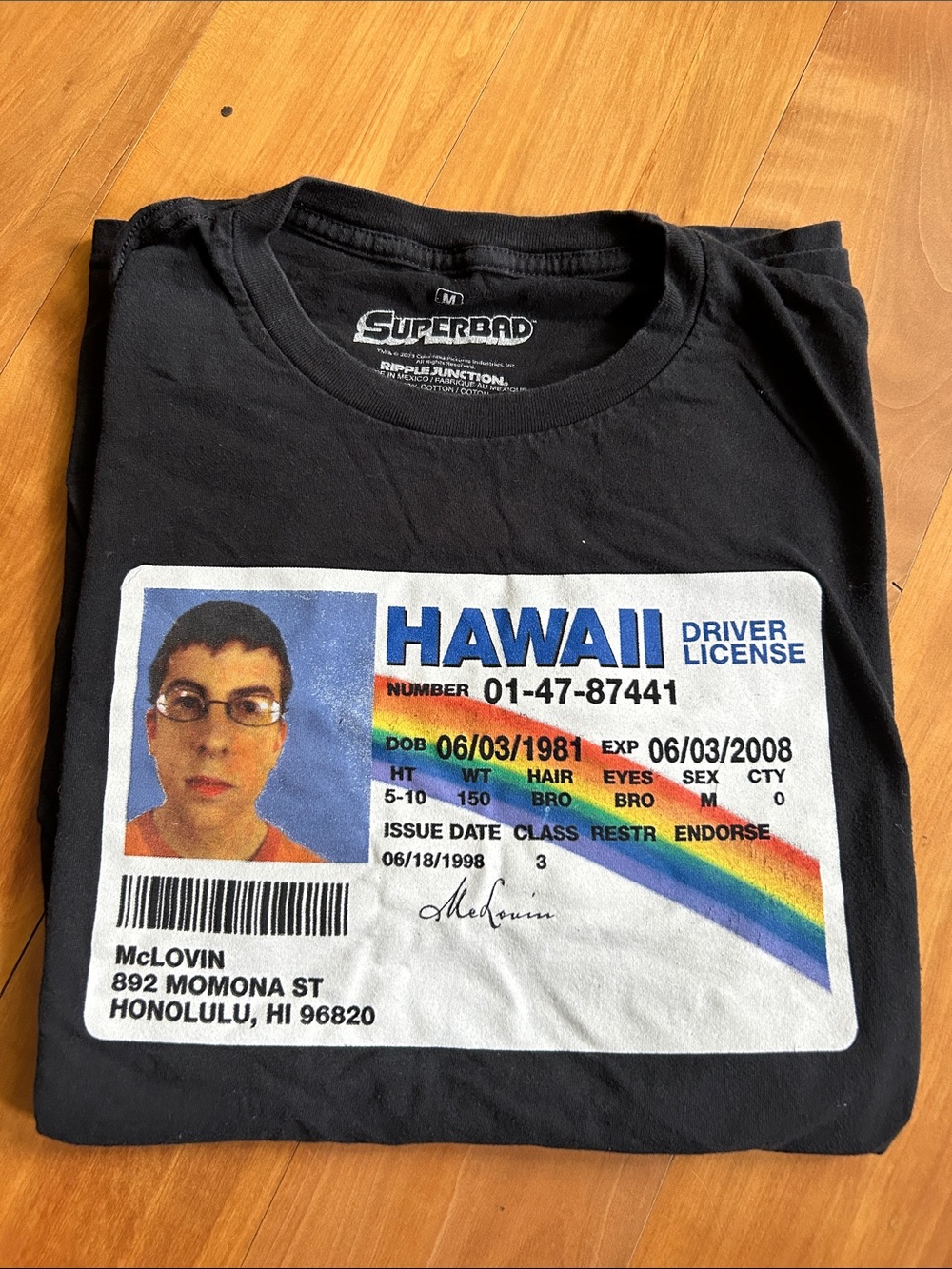 McLovin Hawaii Driver License Graphic Tee - Black